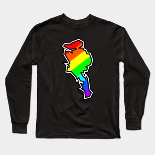 Quadra Island Silhouette in Rainbow Colours - DIscovery Islands Gift - Quadra Long Sleeve T-Shirt